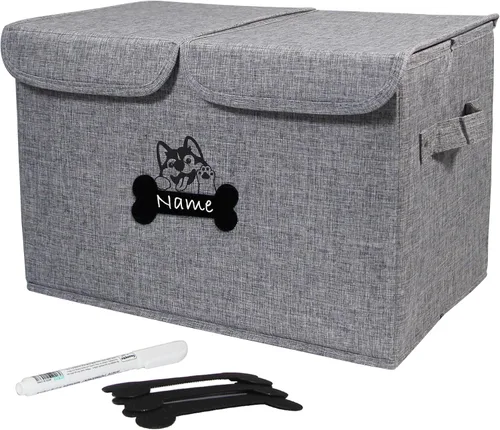 Miniatura 10 de Geyecete Cajas de almacenamiento grandes – Cubos de almacenamiento plegables de tela de lino grandes con tapa y asas para ropa y accesorios