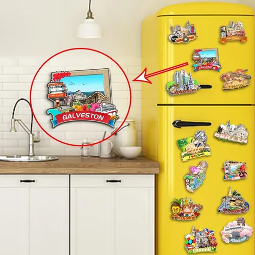 Miniatura 4 de Galveston - Imán de madera para nevera, diseño de Texas USA en 3D, recuerdos coleccionables, decoración hecha a mano