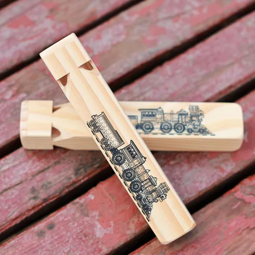 Miniatura 6 de 8 piezas de juguete musical de silbato de tren de madera para niños (4 tonos)