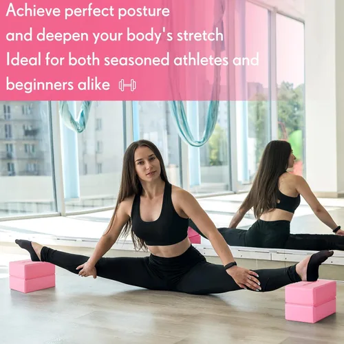 Miniatura 7 de RoundFunny Paquete de 4 bloques de yoga antideslizantes para pilates, bloques de espuma de ladrillo para pilates, danza, gimnasia, entrenamiento