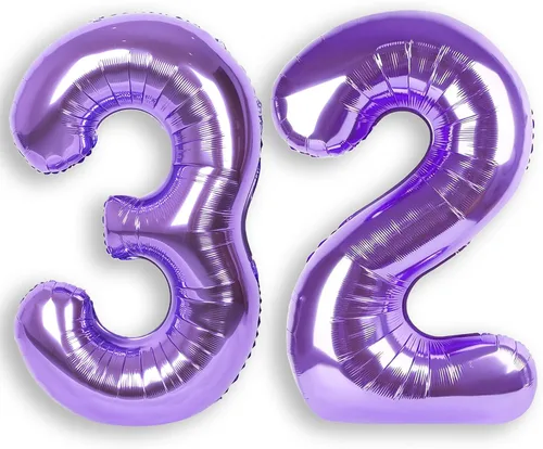 Miniatura 20 de Globo de número 0 de 40 pulgadas de RainbowQ Party, grande, color púrpura, para niños o niñas, números del 0 al 9, de papel de aluminio y Mylar