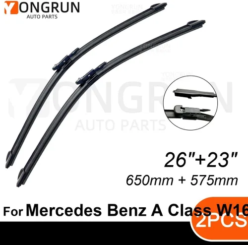 Miniatura 2 de 2 limpiaparabrisas para automóvil, 26 + 23 pulgadas, repuesto delantero y trasero para Mercedes Benz Clase A W169 Clase B W245, limpiaparabrisas