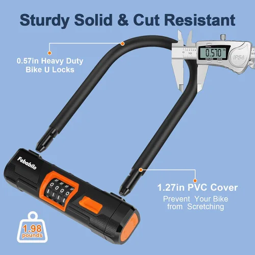 Miniatura 5 de Candados de bicicleta resistentes antirrobo, combinación de 4 dígitos con bloqueo de seguridad a prueba de cortes de 4 pies x 0.315 in, combo grande