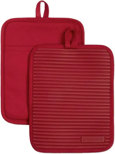 Miniatura 10 de KitchenAid - Juego de agarraderas de silicona suave y acanalada, azul Willow, 7 x 9 pulgadas Willow azul