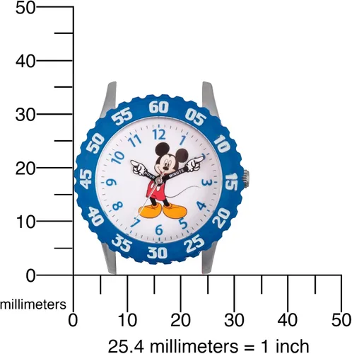 Miniatura 5 de Disney Mickey Mouse - Reloj analógico de acero inoxidable con correa de nailon de cuarzo para niños, Azul