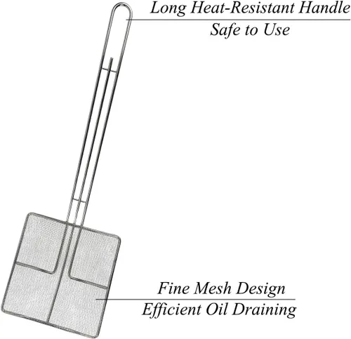 Miniatura 3 de 2 unidades - Freidora de araña de cocina, cuchara, espumadera para freír, colador para cocinar cuchara de colar profundo, cucharón de aceite, mango