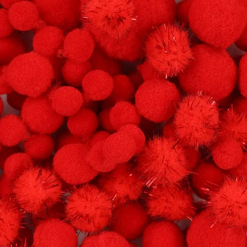 900 PIEZAS Pompones, Pompones Rojos a Granel para Artes y Manualidades, Pompones Suave y Esponjosos para Manualidades, Pompones Surtidos de Varios