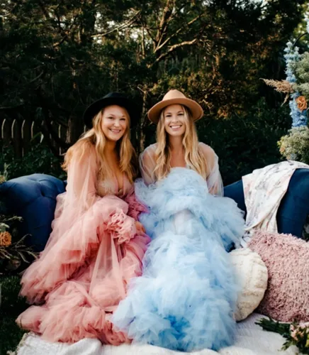 Miniatura 4 de Tianzhihe Bata de tul hinchada, vestido de maternidad para sesión de fotos, bata de novia larga y transparente, vestido de baby shower, vestido