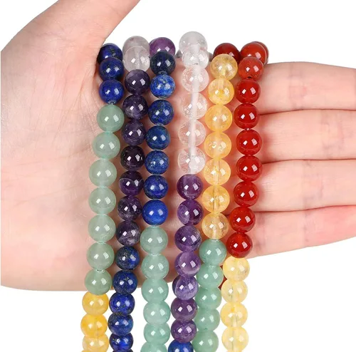 Miniatura 3 de LAIDANLA 7 Cuentas de Chakras de 6mm de Piedra Natural Colorida Redonda Piedras de Gema Sueltas para Hacer Pulseras, Collares, Aretes, Joyería DIY