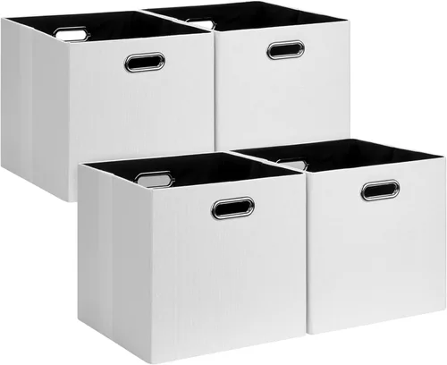 Miniatura 35 de Posprica Cubos de almacenamiento plegables, 11 x 11 x 11 pulgadas, contenedores de tela, 4 unidades, color beige