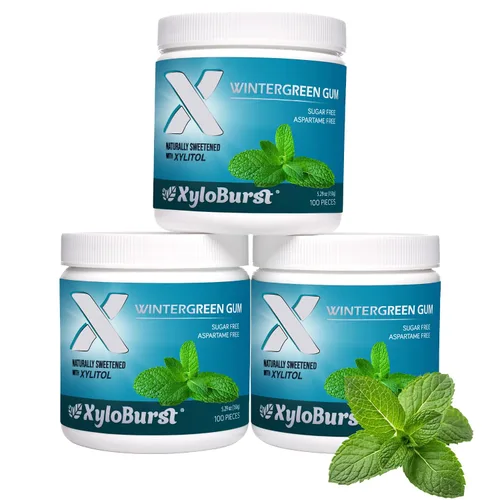 Miniatura 8 de XyloBurst Goma de mascar de xilitol Sin azúcar, sin gluten, apto para dieta cetogénica, sin aspartamo para la salud bucal, menta verde, tarro