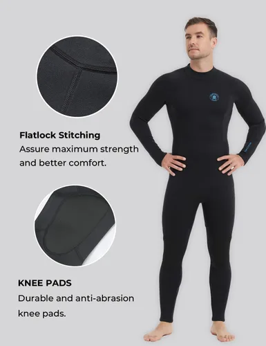 Miniatura 4 de Trajes de neopreno Lemorecn para hombre de 3/2 mm, traje de buceo de cuerpo entero Cremallera trasera de 0.118 in para hombre