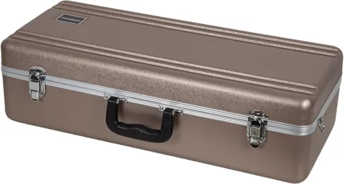 Miniatura 5 de Crossrock Funda para saxofón alto de ABS – Acabado champagne rectangular, interior de terciopelo burdeos, cerradura de seguridad y correa desmontable
