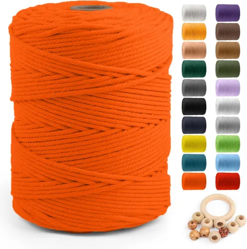 Miniatura 32 de Cuerda de algodón para macramé de 5 mm x 109 yardas, ZUEXT 100% natural hecha a mano, cuerda de algodón trenzada de 4 hebras para colgar plantas