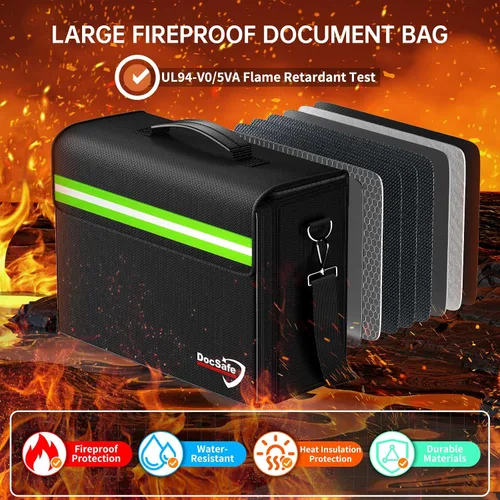 Miniatura 2 de DocSafe Bolsa de documentos grande ignífuga y resistente al agua de 5200°F con múltiples bolsillos, organizador de almacenamiento de archivos de 17