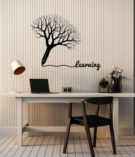 Vinilo adhesivo para pared, diseño de árbol de estudio, estudio, para habitación de adolescentes, decoración grande (g7590), color negro