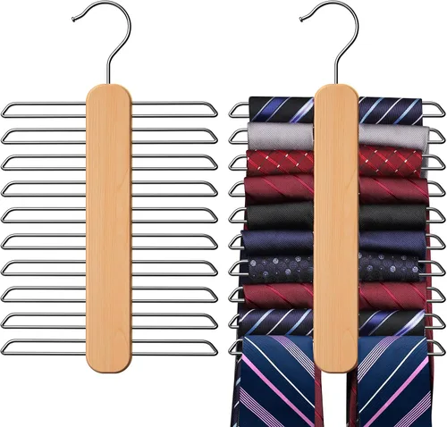 Paquete de 2 colgadores de corbata, organizador de corbata para armario, capacidad de almacenamiento de 20 unidades, organizador de corbata de