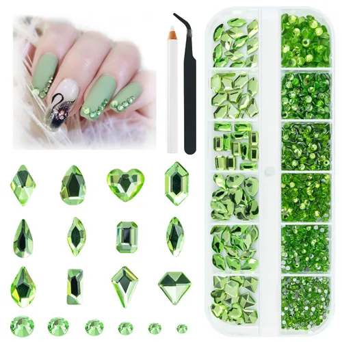 Miniatura 31 de Qiipii 2052 piezas de diamantes de imitación amatista púrpura para uñas, diamantes de imitación de vidrio de color lila claro para uñas, 72 formas