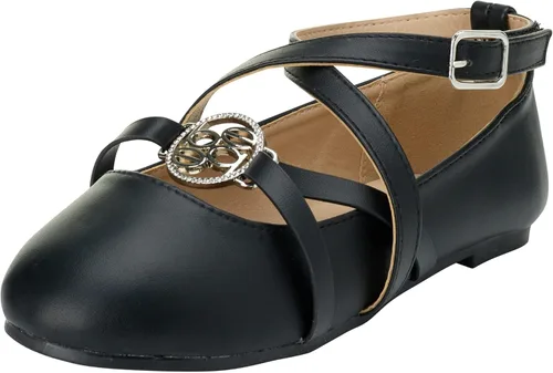 bebe Zapatos de vestir para niña - Zapatos de ballet con tiras y medallón de diamantes de imitación (niña pequeñaniña grande)