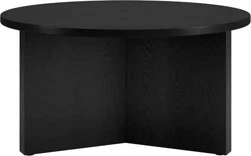 Miniatura 4 de Henn&Hart Mesa de centro redonda de madera con pedestal de 32 pulgadas para sala de estar, sala familiar, oficina o apartamento, grano negro Negro
