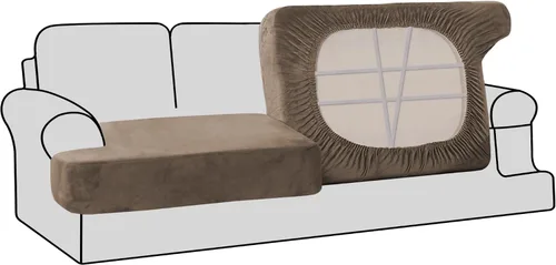 Miniatura 49 de H.VERSAILTEX Fundas de terciopelo elástico para silla con cojín en forma de T para sala de estar, funda de sofá, funda de asiento con cojín