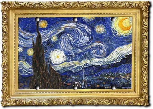 Miniatura 6 de Cubierta eléctrica acrílica decorativa de pintura de noche estrellada - Interruptor de luz triple