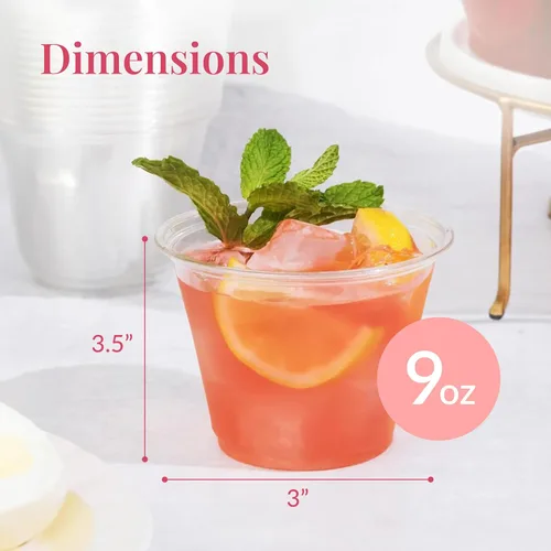Miniatura 3 de Prestee 500 vasos de plástico transparente, vasos de cóctel de 9 onzas para fiestas y eventos, vasos de cóctel de plástico, vasos desechables