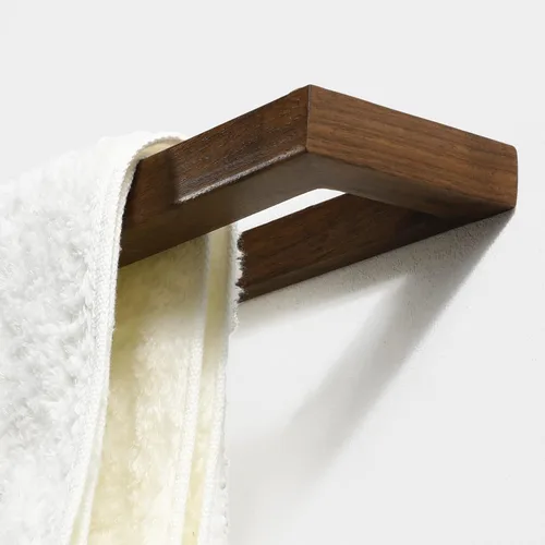 Miniatura 6 de Toallero montado en la pared, soporte para toallas de mano, toallero de 18 pulgadas para baño, toallero rústico de madera (madera de nogal negro)