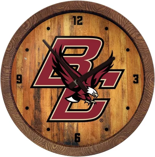 Miniatura 147 de The Fan-Brand NCAA Oklahoma Sooners: Reloj de pared con parte superior de barril de imitación para decoración de bar, decoración de fiesta