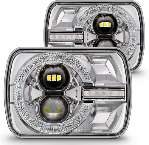 Miniatura 10 de TRUE MODS 5x7 7x6 Pulgadas H6054 Faros LED Negros H4 Lámpara de Repuesto de Haz Sellado para Jeep Wrangler YJ Cherokee XJ [Aprobado por DOT] Ford