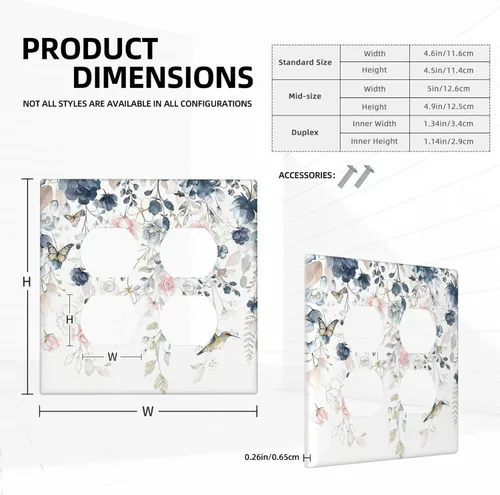 Miniatura 130 de Decorative Outlet Covers Blue Background White Cat Daisy Floral 2-Gang 1-Gang Wall Plate Single Toggle/Rocker Farmhouse Style Light Switch Covers