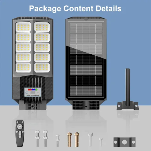 Miniatura 7 de Luces solares de calle de 6500 W impermeables para exteriores, luz solar comercial para exteriores, carga rápida, 120 luces LED solares de alto