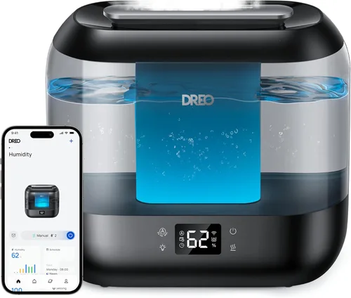 Dreo Humidificadores inteligentes para dormitorio, humidificador supersized de gran tamaño de 4 L de llenado superior para habitación grande con 28