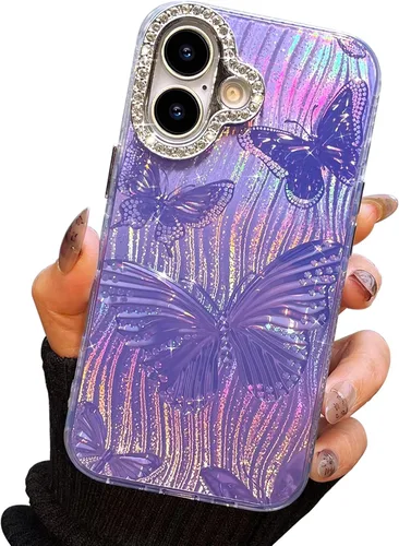 Miniatura 35 de I-MGAE-IN-AR Funda compacta para iPhone 11, diseño de mariposa, marco de protección de lente de cámara con diamante 3D, bonitas fundas protectoras