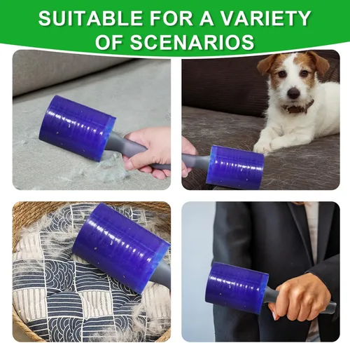 Miniatura 6 de Rodillo de pelusa para pelo de mascotas, 500 hojas extra pegajoso, removedor de pelo de mascotas para ropa, muebles, alfombras, autos, perros, mango
