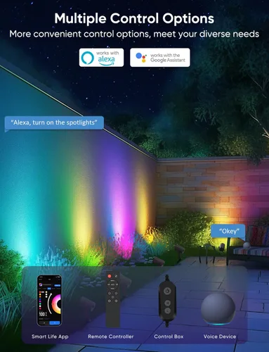 Miniatura 5 de APPECK Foco inteligente para exteriores de 600 lm, RGBCW+IC luces de paisaje que cambian de color, paquete de 2 unidades, iluminación de paisaje