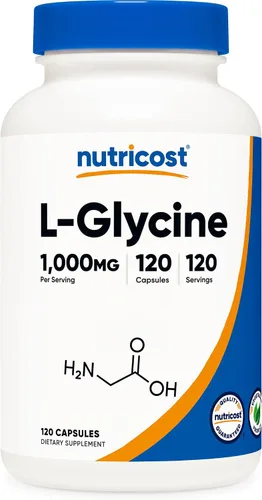 Nutricost L-Glicina 1000 mg, 120 cápsulas, vegetariana, sin OMG y sin gluten