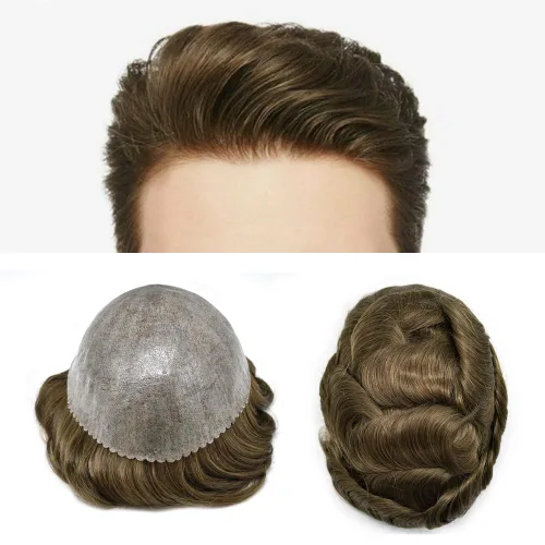 Miniatura 78 de Toupee - Sistema de reemplazo de cabello humano para hombre, 0.004 in, inyectado, piel de polietileno, piezas de pelo para hombre, 6 x 8 pulgadas