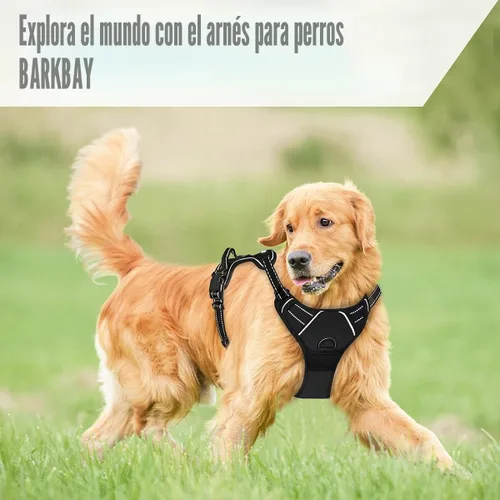 Miniatura 8 de BARKBAY Arnés sin tirones para perro, clip frontal, resistente, reflectante, mango de fácil control para pasear perros grandes (negro, L)