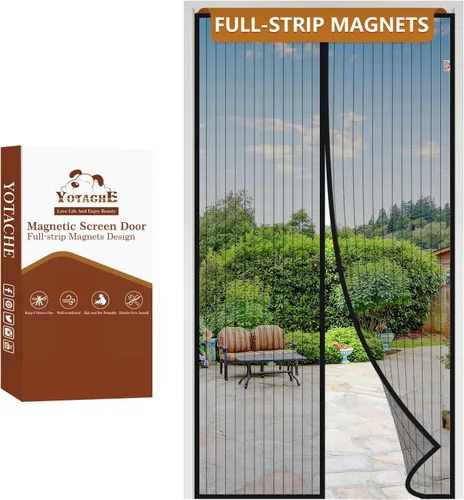 Miniatura 54 de Yotache - Puerta mosquitera magnética estrecha para puerta de 26 x 78 pulgadas, tamaño de malla de 28 x 79 pulgadas, malla de fibra de vidrio Negro