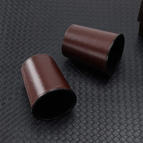 Miniatura 7 de Party Games - Juego de dados de cuero, 6 tazas de dados de cuero negro + 30 dados + funda exclusiva de almacenamiento y transporte hecha de piel