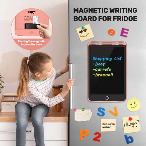 Miniatura 2 de TECJOE Paquete de 2 tabletas de escritura LCD con imanes de refrigerador, tablero de garabatos para niños, notas de cocina, rellenos de calcetines