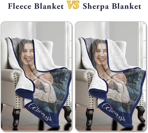 Miniatura 7 de Manta de Forro Polar Sherpa con Foto Personalizada - Suave, Cálida, Esponjosa - Regalos Personalizados para Parejas, Novio, Novia - Manta con Imagen