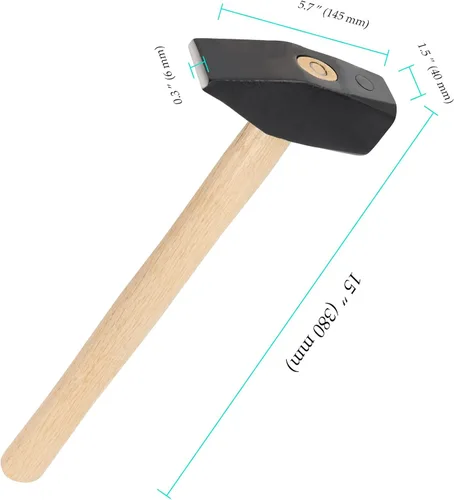 Miniatura 2 de Martillo de cruz de 3 libras, martillo de herrero de 3 libras con mango de madera para metalurgia, maquinistas e ingenieros