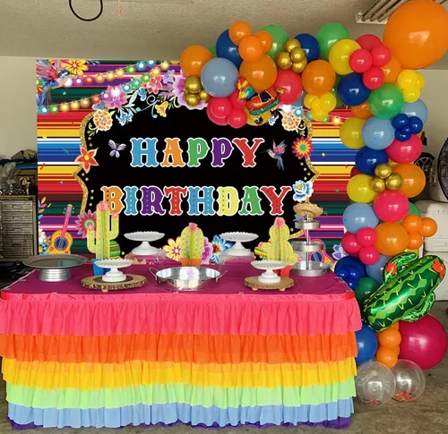 Miniatura 3 de Telón de fondo de cumpleaños mexicano para fotografía, fiesta temática, fiesta de cumpleaños, suministros de decoración, fondo de cabina de fotos