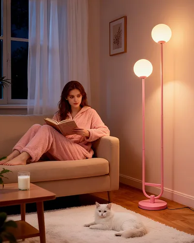 Miniatura 21 de Lightdot Lámpara de pie rosa regulable de 60 pulgadas, lámparas de pie de mediados de siglo con 3 bombillas G9 de 3000 K de color blanco cálido, 3