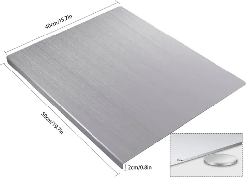 Miniatura 2 de Tabla de cortar extra grande de acero inoxidable, tabla de hornear, tabla de cortar pesada para cocina, tabla de pastelería para carne, verduras