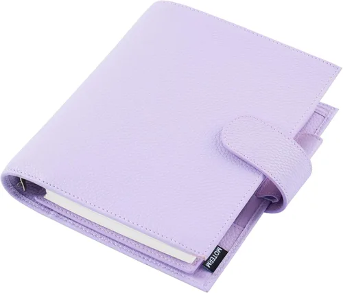 Miniatura 15 de Moterm Planificador de anillos de lujo para todo el personal – Organizador de carpeta de cuero genuino (naranja quemado, anillo de 1.181 in)