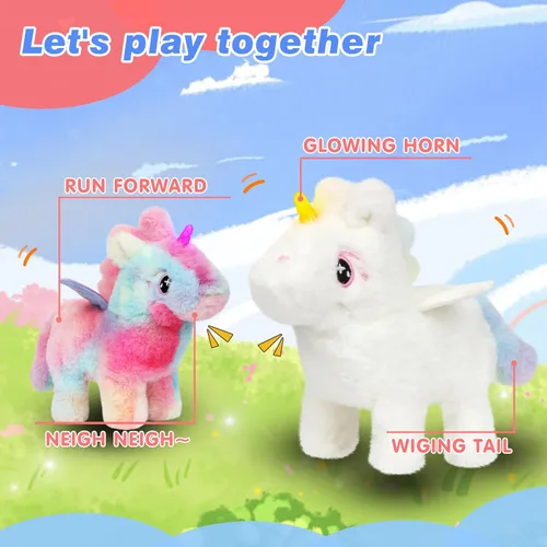 Miniatura 5 de Hopearl - Juguete de peluche electrónico interactivo de unicornio con sonidos y movimientos, camina y tiene un cuerno luminoso; regalo para niños