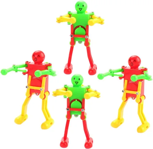 Abaodam 4 piezas de robot bailarín de cuerda para adultos, figuras de relojería seguras y portátiles, regalos creativos para cumpleaños y